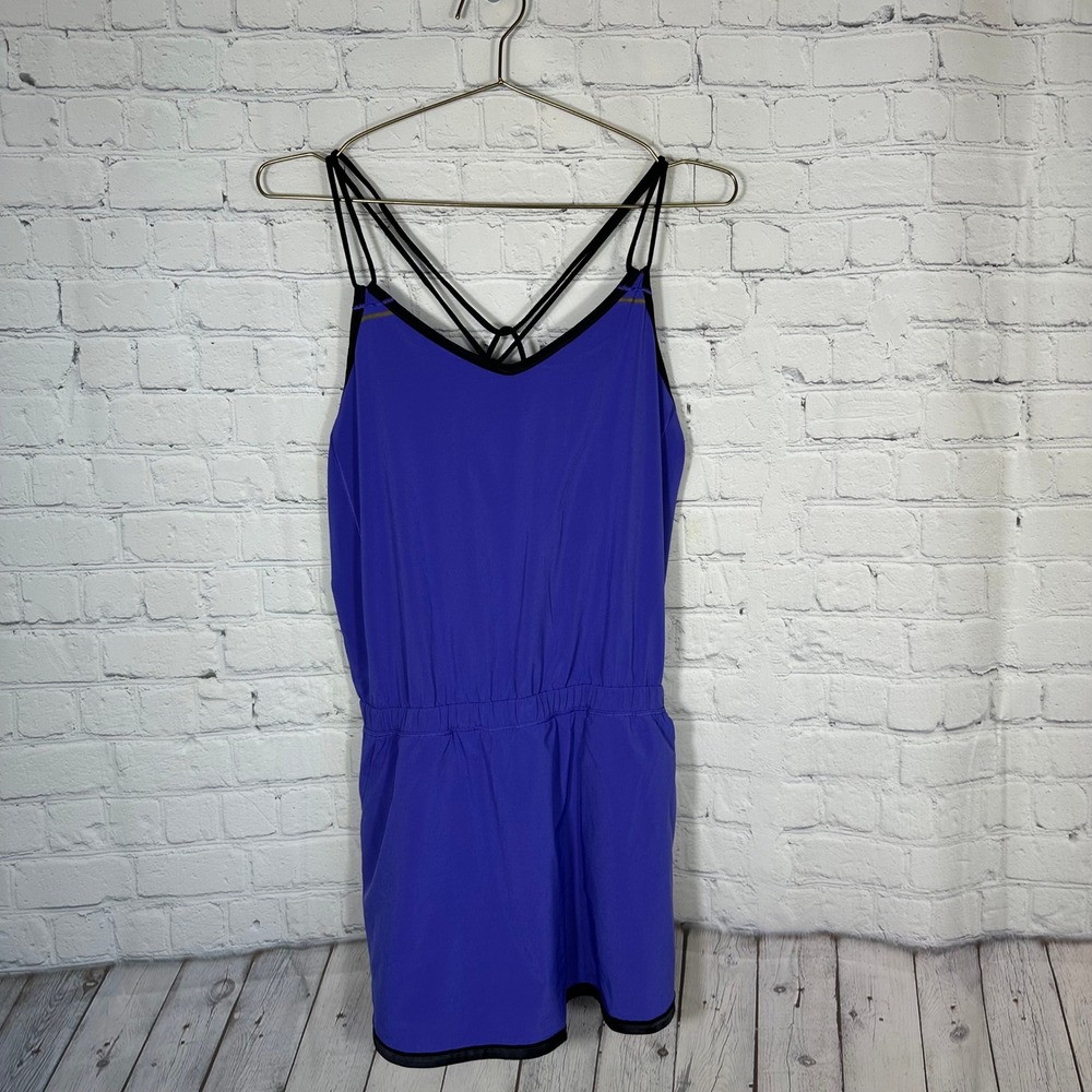 Lululemon Sweaty or Not Runsie Purple Strappy Back Athletic Romper Size 10